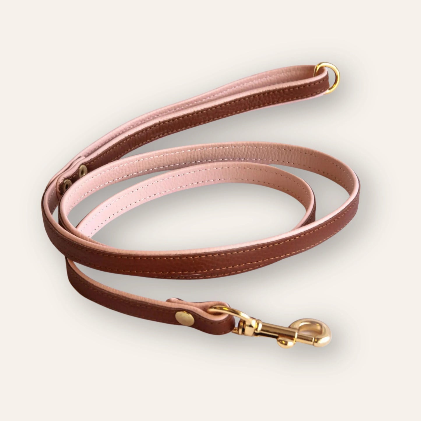 Leather Lead - Brown / Light Pink