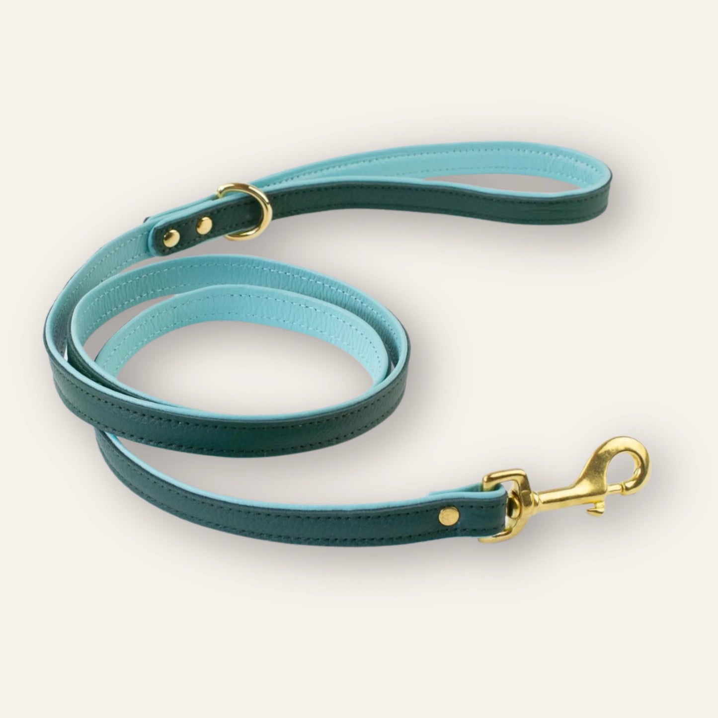 Leather Lead - Dark Green / Blue